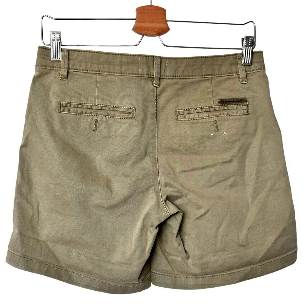 Chino by Anthropologie shorts Sz 26 Khaki Tan Relaxed fit cotton Shorts - Picture 3 of 7